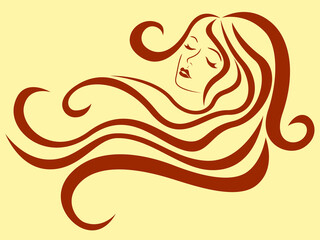 Charming woman with hair in flow