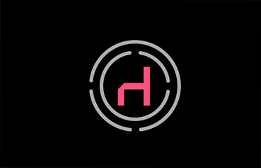 Fototapeta premium H letter design with pink colour and circles. Alphabet logo design. Icon branding for products and company