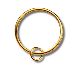 Keychains set keyring holders isolated on white background. Gold colored accessories or souvenir pendants mockup.Reallistic keychain template set.