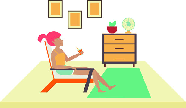 Woman enjoying a relaxing summer at home