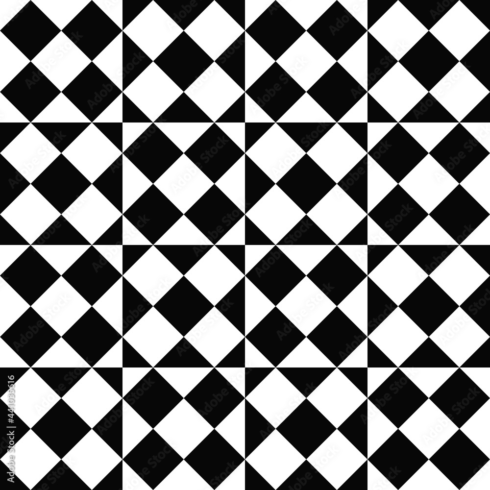 Poster checkered tile and four rhombuses. vector simple tile.