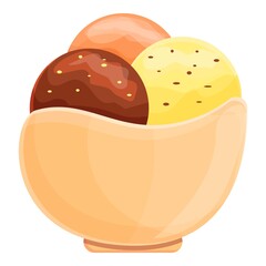 Ice cream in waffle bowl icon. Cartoon of Ice cream in waffle bowl vector icon for web design isolated on white background