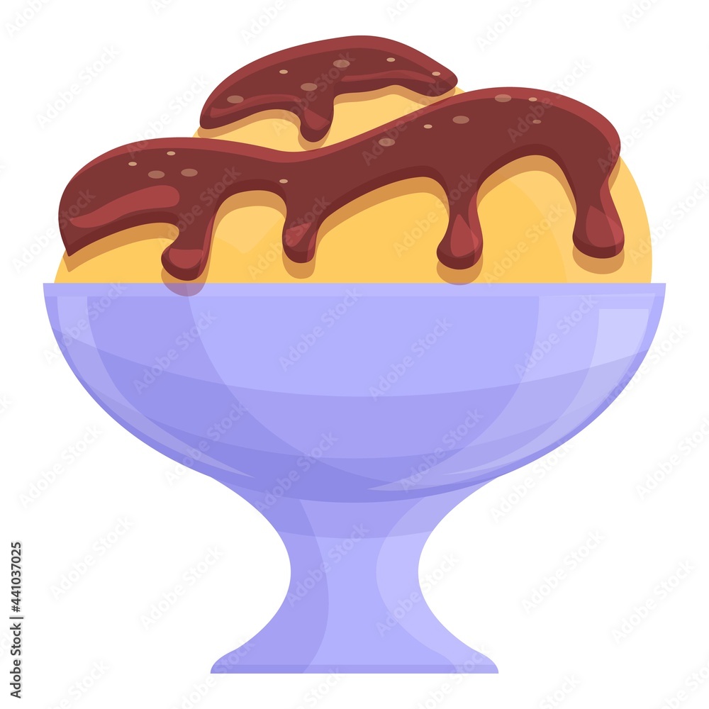 Poster ice cream with chocolate topping icon. cartoon of ice cream with chocolate topping vector icon for w