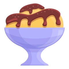 Ice cream with chocolate topping icon. Cartoon of Ice cream with chocolate topping vector icon for web design isolated on white background