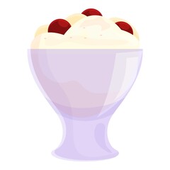 Ice cream with cherries icon. Cartoon of Ice cream with cherries vector icon for web design isolated on white background