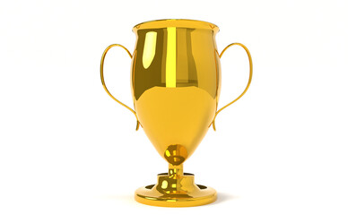 Champion gold cup on white background 3d rendering illustration