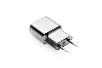 black plug of the USB adapter on a white background