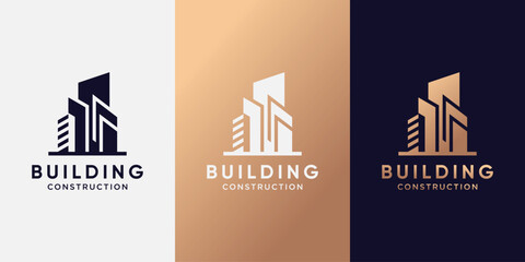 Building logo design with creative concept. Inspiration, illustration logo for building construction