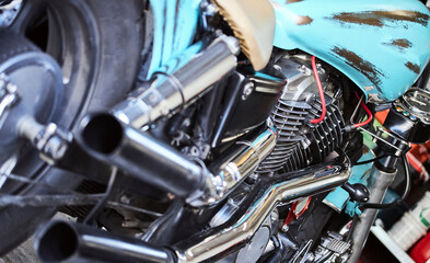 Fototapeta na wymiar Twin V 1300 cc Motorbike