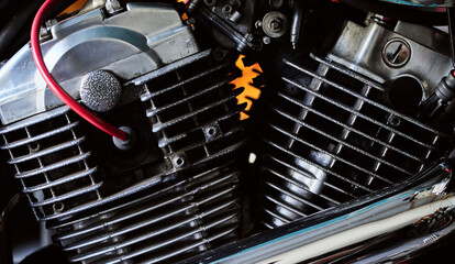 Twin V 1300 cc Motorbike Engine