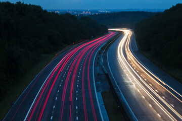 Traffic trails over the M1 motorway