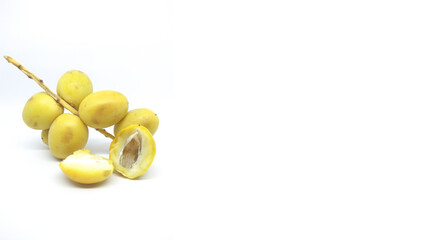 fresh yellow dates isolated on white background (kurma muda) - Ultra HD Background