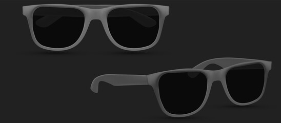 Sunglasses beach, Fashion accessory. Polarized geek glasses, hipster sun lens ocular. Isolated on white background. Vector illustration.