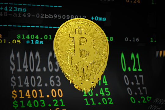 Bitcoin Coin Melts Because Its Market Prices Are Falling 3d illustration