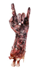 undead hand in obscene gesture showing middle finger, punk gesture for halloween