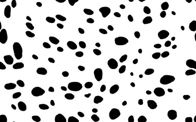 Abstract modern dalmatian fur seamless pattern. Animals trendy background. Black and white decorative vector illustration for print, card, postcard, fabric, textile. Modern ornament of stylized skin