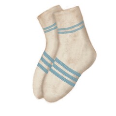 knitted warm socks with stripes hand drawn illustration, watercolor clipart