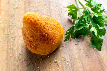 Coxinha, traditional snack of Brazilian cuisine stuffed with meat,  white background.