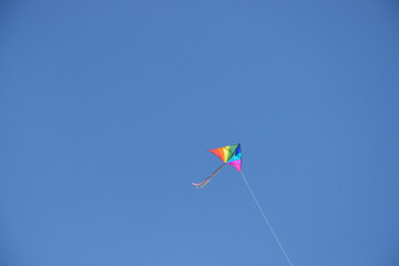 Fototapeta na wymiar Colorful kite against blue sky