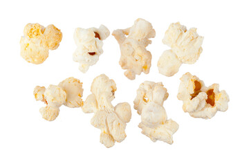 Collection of delicious popcorn, isolated on white background. Close-up