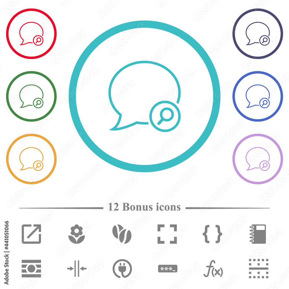 Poster find message outline flat color icons in circle shape outlines