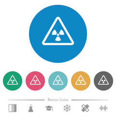 Nuclear warning flat round icons