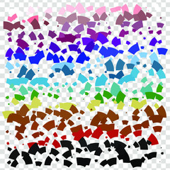 Set of falling colored confetti slips. Colorful celebration