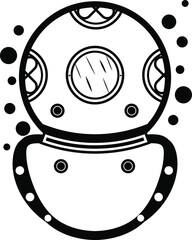 Simple vector illustration of scuba diving mask. Silhouette