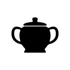 Sugar bowl icon. Black silhouette. Side view. Vector simple flat graphic illustration. The isolated object on a white background. Isolate.