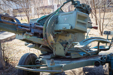 An old artillery cannon from World War II.