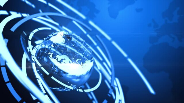 Spinning globe sphere in modern and elegant style, for the cyber and futuristic concept, rotation world, orbit earth for technology background, with a depth of field effect