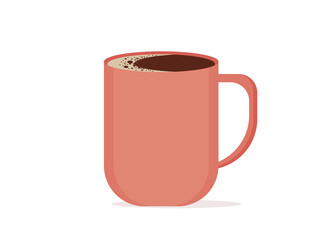 Illustration of a large cup filled with coffee with foam