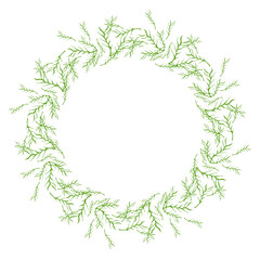Hand drawn vector green floral rustic circle wreaths with plant leaves and branches on white background