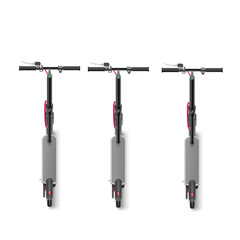 Black electric kick scooter on white background realistic vector illustration. © makstorm