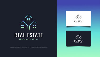 Fototapeta premium Modern and Minimalist Real Estate Logo Design. Construction, Architecture or Building Logo Design Template