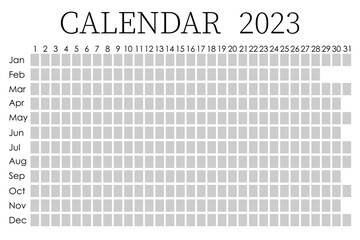 2023 calendar planner. Сorporate design week. Isolated black and white background. Moon calendar. Place for stickers