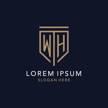 WH initial logo monogram with simple luxury shield icon design