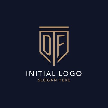 DF initial logo monogram with simple luxury shield icon design