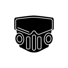 Cyberpunk face mask glyph icon. Inhaler. Future with robot technology. Black symbol