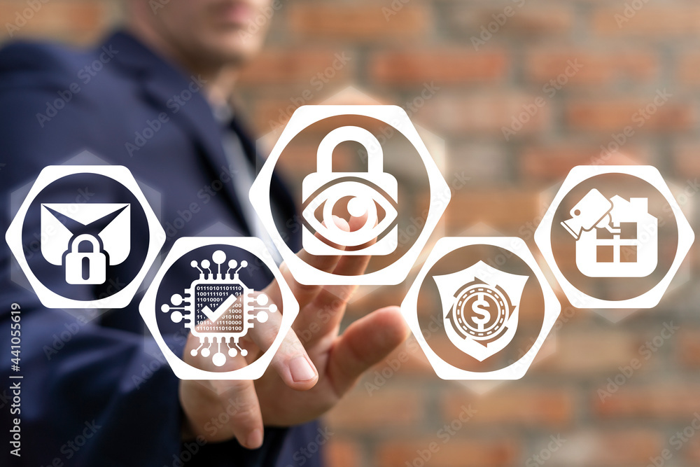 Poster concept of security and protection data technology.