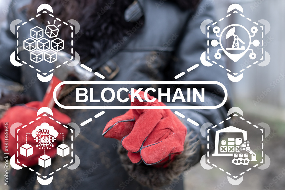 Poster concept of blockchain. block chain innovative technology.