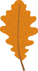 Obraz premium Cartoon orange oak leaf. Autumn colorful foliage decor