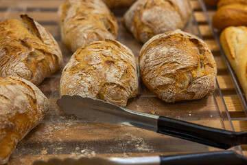 Close up view of white loaves wheat bread on isolated background. Sweden.