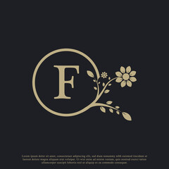 Circular Letter F Monogram Luxury Logo Template Flourishes. Suitable for Natural, Eco, Jewelry, Fashion, Personal or Corporate Branding.