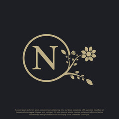 Circular Letter N Monogram Luxury Logo Template Flourishes. Suitable for Natural, Eco, Jewelry, Fashion, Personal or Corporate Branding.