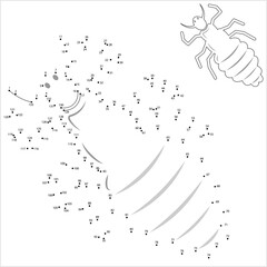 Obraz premium Louse Icon Connect The Dots, Lice Icon, Wingless Insect, Obligate Parasite, Puzzle Containing A Sequence Of Numbered Dots
