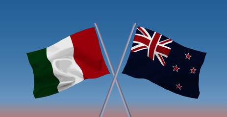 イタリアとニュージーランドの国旗