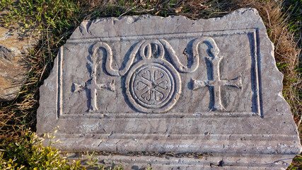 Armenian Tombstone at the Roman Bath open-air museum in Ankara, Turkey