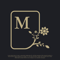 Rectangle Letter M Monogram Luxury Logo Template Flourishes. Suitable for Natural, Eco, Jewelry, Fashion, Personal or Corporate Branding.