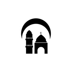 mosque icon with a beautiful moon object, suitable for web icons